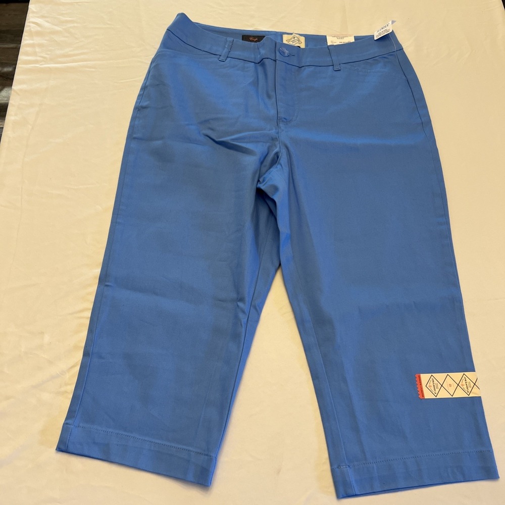 NWT~12~St Johns Bay Crop Pants Womens Blue Secretly Slender Classic Fit